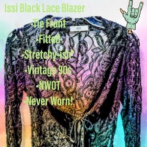 Issi Black Lace Blazer Sheer Jacket Top